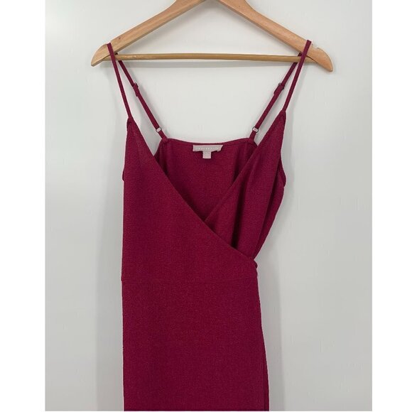 NWT! Chelsea28 Crepe Wrap Midi Dress Burgundy Plum - Picture 4 of 8